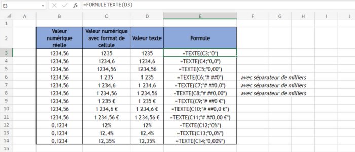 formule excel convertir nombre en texte
